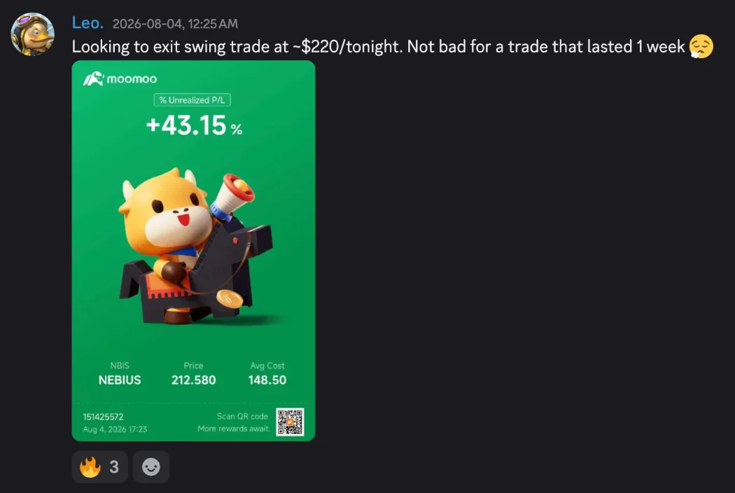 Member win: +43.15% on a one-week Nebius swing